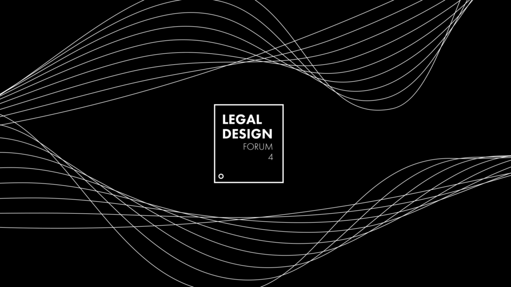 Czarne tło z centralnie umieszczonym logo Legal Design Forum 4